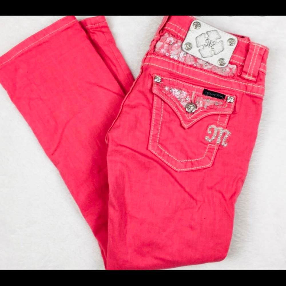 Like New Pink/ Coral Miss Me Cropped Jeans